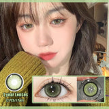 A Pair of Color Contact Lenses Diamond Series Blue Brown with Eye Contact Prescription Strap Diopter Corrected Lenses Naturally