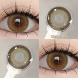 Popxstar  -With 1bottle Lens Liquid Lens Solution 2pcs Myopia Colored Contact Lenses for Eyes Big Black Lens Brown Beauty Pupils