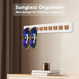 Popxstar Wooden Wall Mounted Sunglasses Storage Rack Eyeglass Organizer Holder Self-adhesive Glasses Hanger  Sunglass Hook Storage Gifts