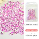 Popxstar 100pcs Clear Crystal Rhinestones Jewelry 3D Love Heart Nail Charm for Nail Art Decoration Clear Resin Valentine's Day Nail Parts