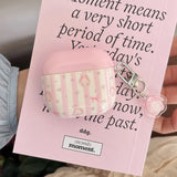 Popxstar  Lovely Pink Stripe Suitable Girl Wireless Bluetooth Earphone Case Protection Cover For Apple AirPods 1 2 3 4 Pro 2 Soft Shell