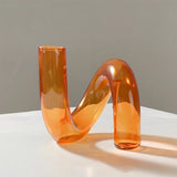 Popxstar  Modern Creative Irregular Shaped Glass Vase Transparent Centerpiece for Dining Living Room Decor Nordic Glass Flower Vase