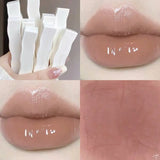 Popxstar Red Lip Tint Black White Tube Lipstick Light Watery Lip Glaze Soft Mist Lip Gloss Moisture Lipstick 1pcs Mirror Watery