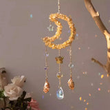 Yellow crystal moon Dream catcher Dreamcatcher bedroom living room balcony Sunshine Catcher decorative pendant Sun Catcher