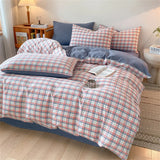 Popxstar Home Bedding Comforter 150x200Color Plaid Multi-size Quilt Cover Cotton Duvet Cover Single Queen Size with Zipper for All Season