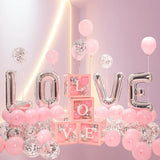 Popxstar 1Set Transparent Letter Balloon Box Letter Love Red Foil Balloons Happy Valentine’s Day Wedding Room Party Decorations