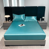 Popxstar Rayon Satin Waterproof Fitted Sheet Silky Solid Color Bed Sheet Elastic Band Sheets Smooth Bedsheet Mattress Cover