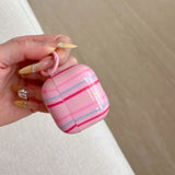 Summer Dopamine Simple Color Collision Stripes Splicing Earphone Case For Airpods 4 3 2 1 Case For Airpods Pro2 Cases with Hook