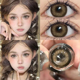 2Pcs New Colored Contacts Lenses with Myopia Yearly Brown Lens Soft Fashion Colored Cosmetics Natural Beauty Pupils