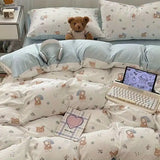 Popxstar Kawaii Bedding Set for Kids Ins Twin Queen Size Duvet Cover Flat Sheet Pillowcase No Filler Girls Boys Home Totel Bed Linens