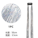 Popxstar Shiny Threads Glitter Hair Tinsel Kit Gold Silk Hair Glitter String Extensions Accessories for Women Headdress