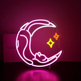 Popxstar  Cat Neon Light for Wall Decoration Moon Cat Star LED Light Sign Suitable for Room Home Party Birthday Beer Sign- USB Powered