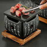 Japanese Style Charcoal Stove Aluminium Alloy Carbon Stove Portable Charcoal Grill with Grill Net Mini Square Text Stove