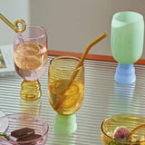 Popxstar Champagne Glass Handmade Color Glass Wine Goblet Juice Cup Heat-Resistant Water Cup Drinking Wine Glass Cocktail-glass