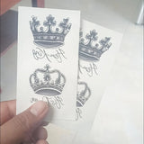 Queen King Crown Tattoo Stickers Temporary Tattoos Couple Tattoo Waterproof Fake Tattoos Lovers Wrist Tattoo Tatuajes Temporales