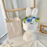 Popxstar  1PC Cotton Rope Artificial Roses Bouquet Handmade Rabbit Ear Knitted Plush Flower Bundle Valentine Mothers' Day Birthday Gifts