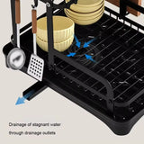Popxstar 2 Tier Dish Bowl Drainer Storage Rack Kitchen Dish Drying Rack with Drain Basket Countertop Dinnerware Organizer Drainboard