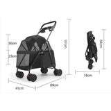 Foldable Pet Stroller for Dogs Cats 4 Wheels Breathable Mesh Dog Carrier with Cup Holder Lightweight Travel Puppy Pushchair