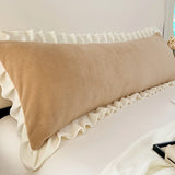Popxstar Length Sleeping Pillowcase with Ruffle Winter Couple Double Fleece Flannel Warmth Big Size Pillow Covers Home Bedding 45*180cm