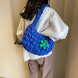 popxstar Women's Bag Korean Version Sweet Girly Style Shoulder Bag Fashion Casual Bubble Dumpling Bag Fold Cloud Bag Fashion Exquisite