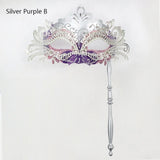 Mardi Gras Phoenix Tail Flower Masquerade Mask with Holding Stick Detachable Costume Mask Venetian Women Party Masks Halloween
