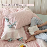 popxstar Double Sided Stripes Bow Pillow Case 48x74cm Soft Comfortable Covers Cotton Pillow Cover Pillow Sham for Beds Home Decoration