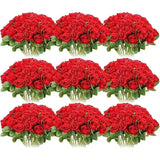 Popxstar 100 Pieces Artificial Roses Flowers Fake Silk Roses Bouquet for Table Centerpiece Vases Wedding Party Decor