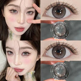 2Pcs New Colored Contacts Lenses with Myopia Yearly Brown Lens Soft Fashion Colored Cosmetics Natural Beauty Pupils