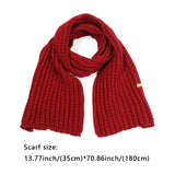Popxstar Fashion Women Men Winter Warm Knitted Scarf Solid Color Outdoor Thickened Neckerchief Vintage Wraps Long Scarves Neck Cover