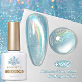 Popxstar 10ml Rainbow Purple Water Light Cat Magnetic Gel Nail Polish Shining Sliver-light Holographics Semi Permanent UV Gel