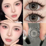 Popxstar  2PCS/Pair Contact Lenses with diopters Natural Lenses Gray Lenses Beauty Pupils Korean Style Fashion cosmetics Lenses New