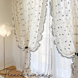 Popxstar  Black Embroidered Lace Rose Window Screen Embroidered Curtain with Lace Partition, Transparent But Not Transparent Curtains