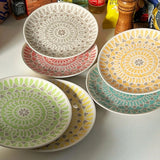 Popxstar  Ceramic Round Shape Floral Plates Dinner Sets Large Capacity Large Plate Dessert Salad Plate Beautiful Table Tableware Services