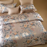 Popxstar  22 Momme Natural Mulberry Silk Luxury Bedding Set Yarn-dyed Jacquard Silk Cotton Duvet Cover Flat Sheet With Pillowcases 4Pcs