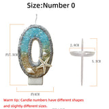 Popxstar  3inch Birthday Candle Large Number 4 Candle Marine style Beach Starfish Seashells Cake Topper for Kids Birthday Party Decoration