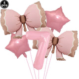 Popxstar  5pcs Bow Balloon Birthday Decorations Bow Tie Pink Balloon Bow Balloon Wedding Bride Shower Birthday Girl Decoration Bow Balloon