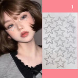 Popxstar 3D Face Jewelry Love Diamond Stickers Face Body Rhinestones Sticker Star Eye Makeup Drill Fake Tattoo Party Festival Makeup