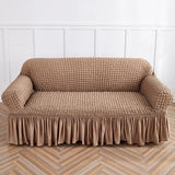 1/2/3/4 Seater Seersucker Sofa Slipcover with Skirt Universal Stretch Sofa Couch Slipcover Easy Fitted Chair Furniture Protector
