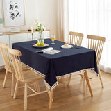 Popxstar Christmas Green Cotton Rectangle Tablecloth Tassel Washable Table Cover for Kitchen Dinning Picnic New Year Christmas Decoration