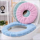 Popxstar Bathroom Toilet Seat with Handle Closestool Washable Soft Winter Warmer Mat Pad Cushion O-shape Toilet seat Bidet Covers