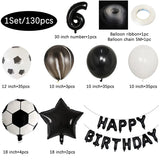 Popxstar  130Pcs Football Helium Foil Balloons Birthday Party Decorations Kids Boy 123456th Black Number Ball Soccer Party Globos Supplies