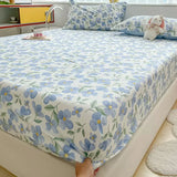 Popxstar 100% Cotton Bed Fitted Sheet with Elastic +2pc Pillowcases Kids Adult Twin Queen King Size Mattress Protector Bed Sheet Set