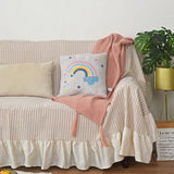 Popxstar  Ruffled Solid Color Sofa Covers Four Seasons Washable Cotton Linen Dustproof Couch Slipcovers Bohemian Decor Furniture Covers