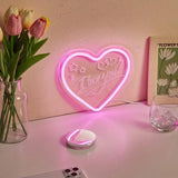 Popxstar  Heart-shaped LED Neon Sign, USB-powered Decorative Wall Lamp, Suitable for Wall and Tabletop Decoration, for Use in Bedrooms, C