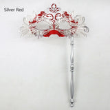 Mardi Gras Phoenix Tail Flower Masquerade Mask with Holding Stick Detachable Costume Mask Venetian Women Party Masks Halloween