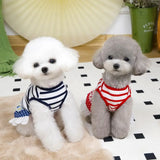 Fashion Cute Striped Dog Dress Soft Breathable Summer Pet Clothes Thin Design Cat Vest Harness Spring