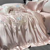 Popxstar  High Precision Damask Egyptian Cotton Flower Embroidery Luxury 4/5Pcs Bedding Set Duvet Cover Flat/Fitted Bed Sheet Pillowcases