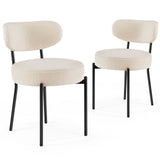 Popxstar Ergonomic Round Dining Chairs Set of 2 Plush Fabric Kitchen Chairs with Curved Backrest Metal Legs For Living Room