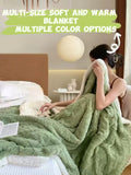 Popxstar Faux Rabbit Fur Leopard Print Double-layer Coral Rabbit Plush Blanket Bedroom Sofa Soft Breathable Warm Cover Blanket