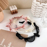 Popxstar Fashion Bow Knot Headband Princess Temperament Simple Headdress Lace Mesh Hairband for Women Girls Hair Hoop Hair Accessory